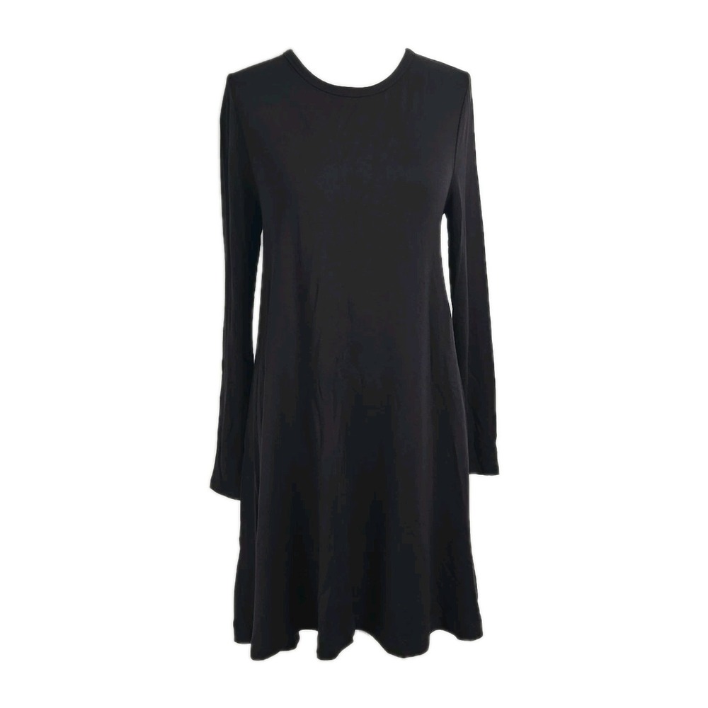 Lou & Grey Black Long Sleeve Soft Jersey Rayon Swing Dress Size Small S